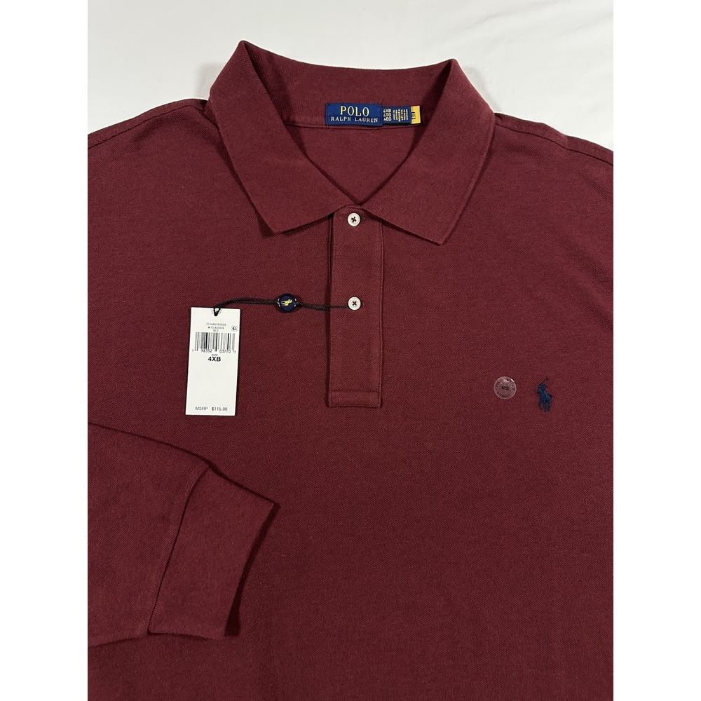 Polo Ralph Lauren Men's Maroon Red Long Sleeve Knit Polo Shirt Size 4XB Preppy